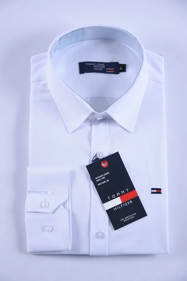 Chemise Tommy Oxford coton piqué Ref-Pc07810 ( Blanche )